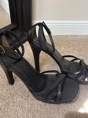Vintage Black Strappy High Heel Sandals - Women's